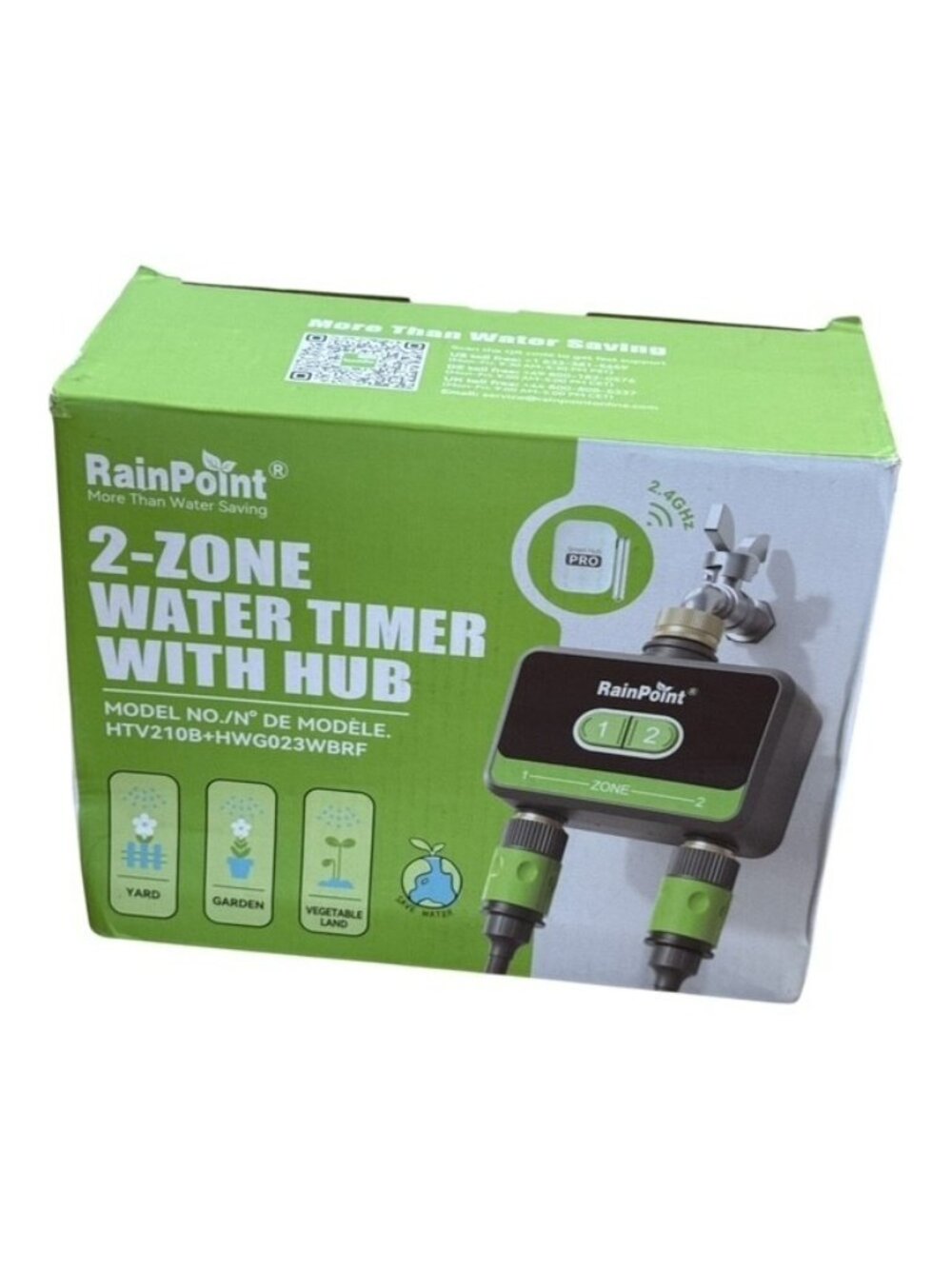 RainPoint 2 Zone WiFi Water Timer Smart Hub Irrigation System Brass Inlet Contro